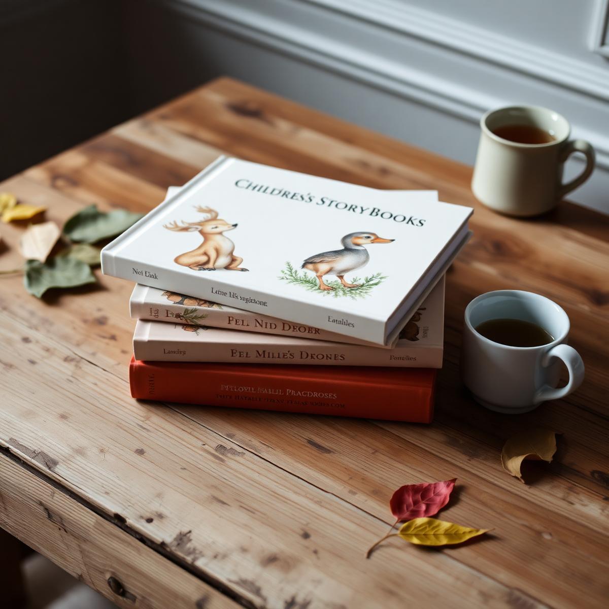 Stack of Brown Hiking Trails storybooks on a wooden table